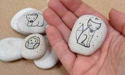 Malované kamínky - sova, méďa a liška