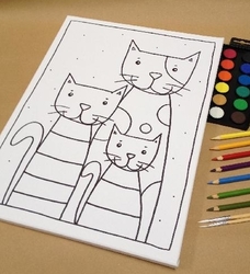 Tři kočky - malířské plátno 30x40cm