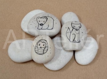 Malované kamínky - sova, méďa a liška